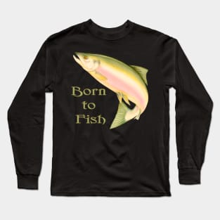 Born to Fish Leaping Salmon Long Sleeve T-Shirt